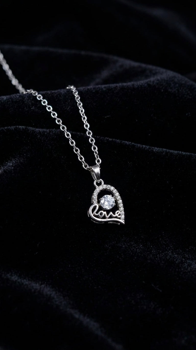 AureliaBlends CZ heart pendant necklace silver-tone – romantic gift for her