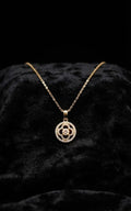 AureliaBlends Belle Fleur Collection gold CZ clover medallion pendant necklace – lucky charm necklace, bridesmaid jewelry and bridal shower gift for her