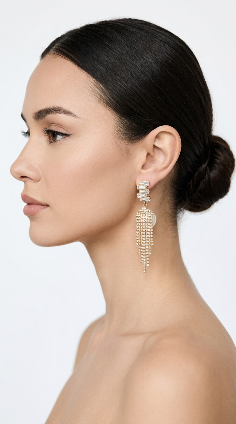Luxury Crystal Fringe Statement Earrings | Glamorous Pearl Dangle Tassel Earrings | Bridal Wedding Jewelry for Bride | Gold Rhinestone Chandelier Drops