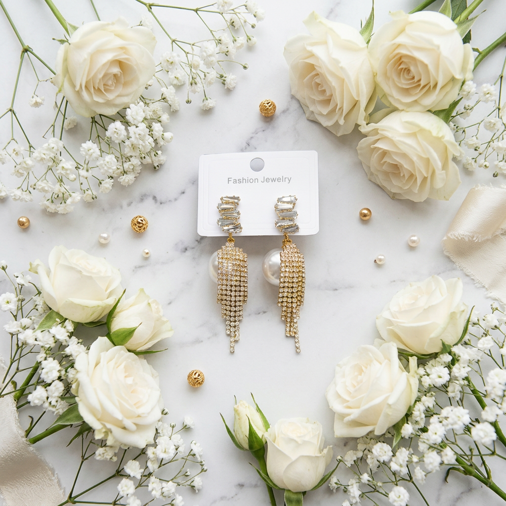 Luxury Crystal Fringe Statement Earrings | Glamorous Pearl Dangle Tassel Earrings | Bridal Wedding Jewelry for Bride | Gold Rhinestone Chandelier Drops