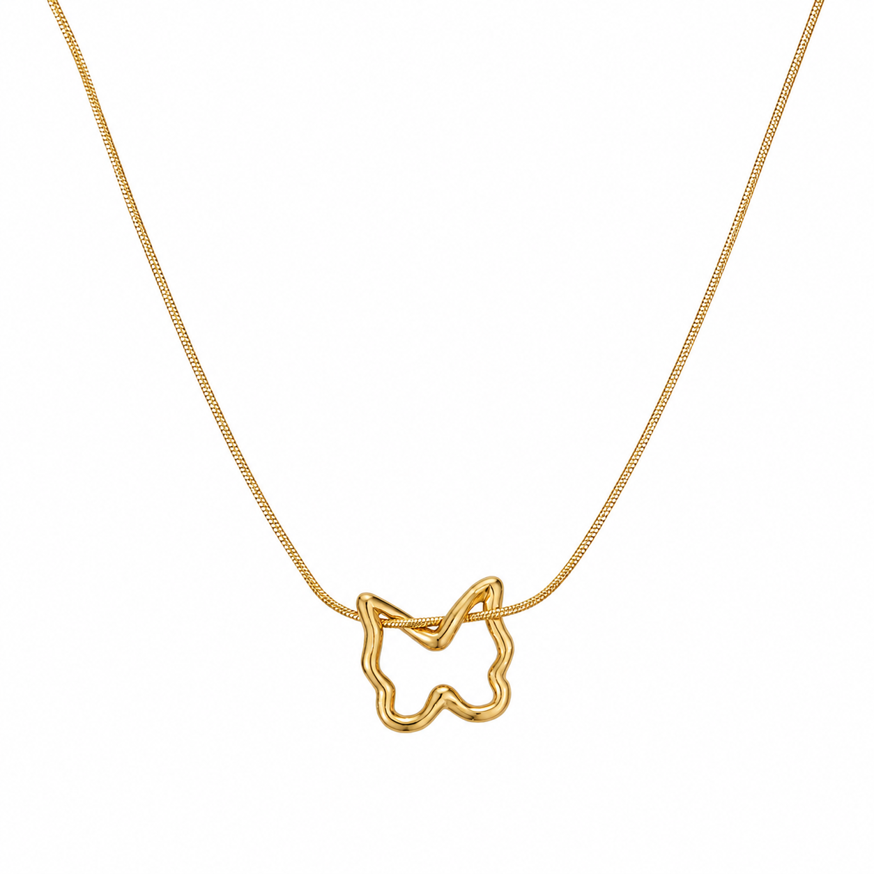 Gold butterfly pendant necklace displayed in open beige luxury jewelry gift box on satin fabric – bridal jewelry AureliaBlends