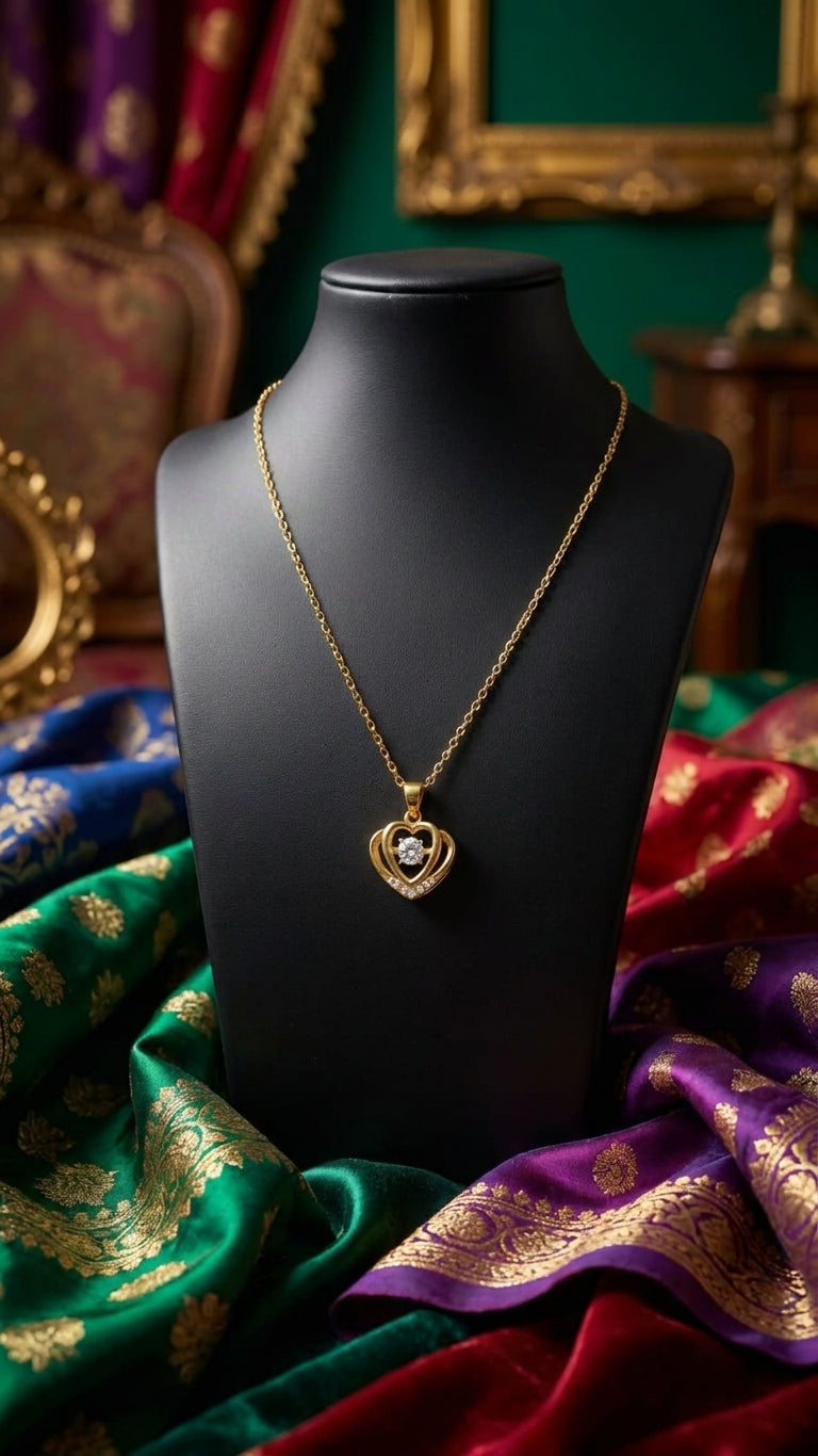 AureliaBlends Amour Collection gold CZ crown heart necklace – bridal jewelry gift for wedding guest