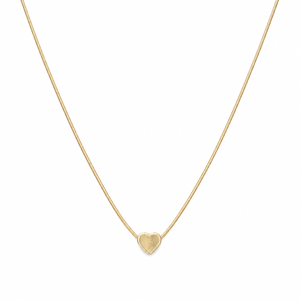 Gold heart pendant necklace in open beige luxury jewelry gift box with satin ribbon and baby's breath on cream satin – bridal jewelry gift AureliaBlends
