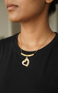 Gold heart pearl charm necklace flat lay on black marble with jewellery box and lavender – gift necklace for her AureliaBlends