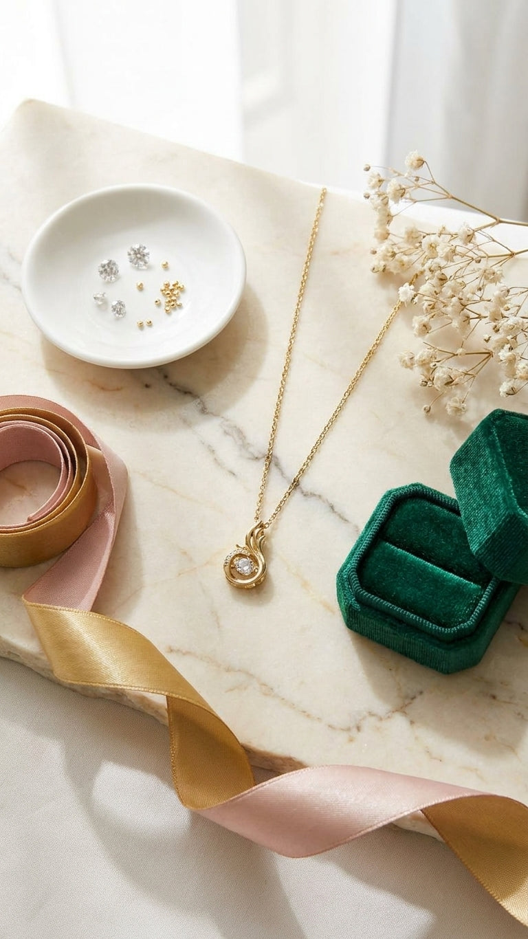 Close-up of gold CZ flame swirl pendant necklace on black velvet showing round-cut cubic zirconia centre stone and pavé swirl detail – AureliaBlends statement necklace