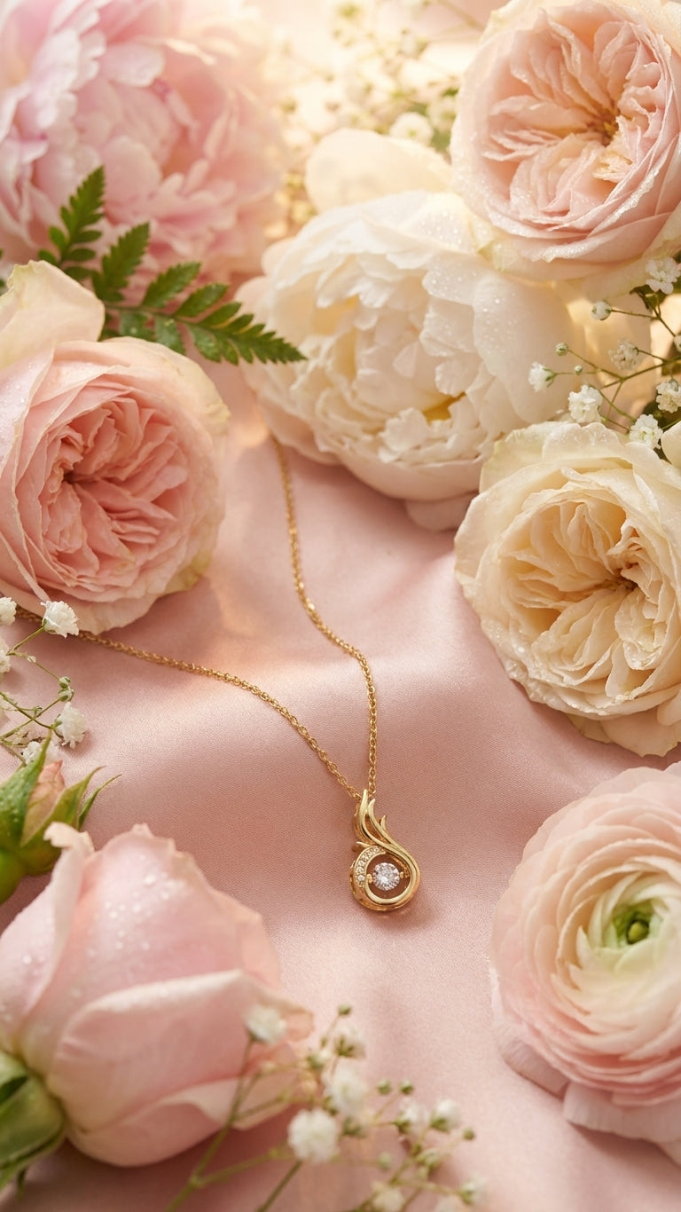 AureliaBlends gold CZ flame swirl pendant necklace Lumière Collection – wedding guest jewelry and formal occasion accessory gift