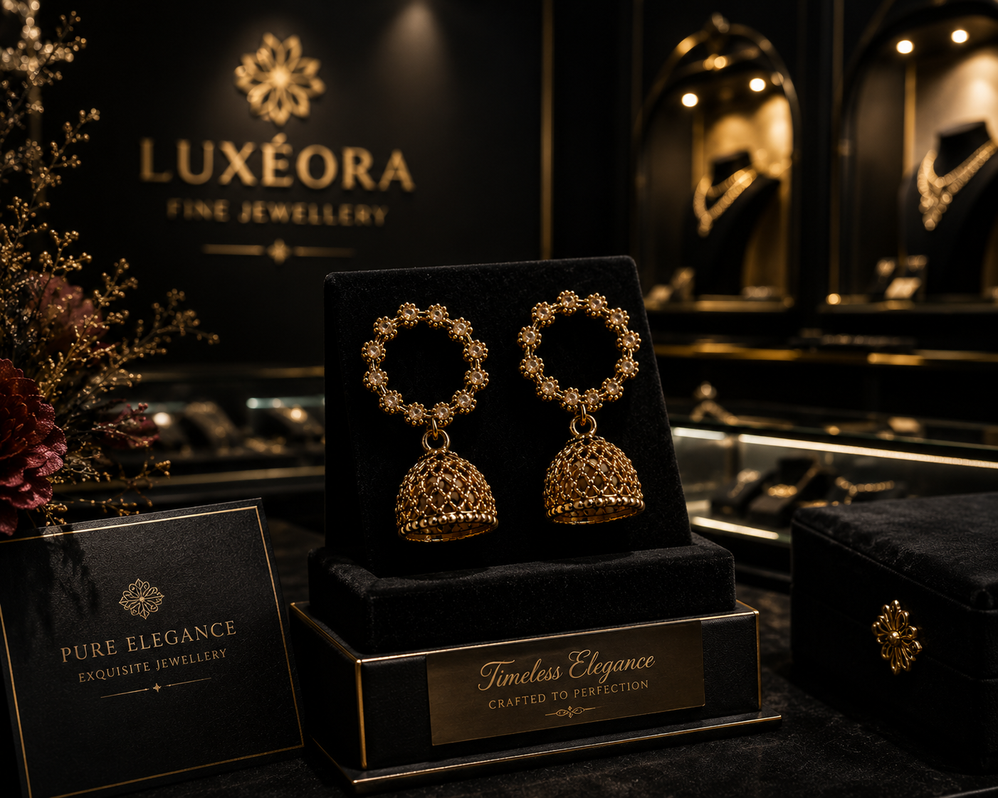 Gold-plated jhumka earrings gift packaging – wedding guest earrings bridesmaid jewelry AureliaBlends